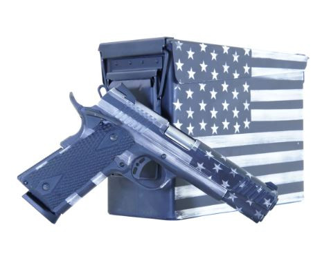 Citadel CITC45FUSGAC 1911-A1 .45 ACP 5" 8+1 Grayscale US Flag Cerakote w/ Cerakoted Ammo Can - Citadel Firearms